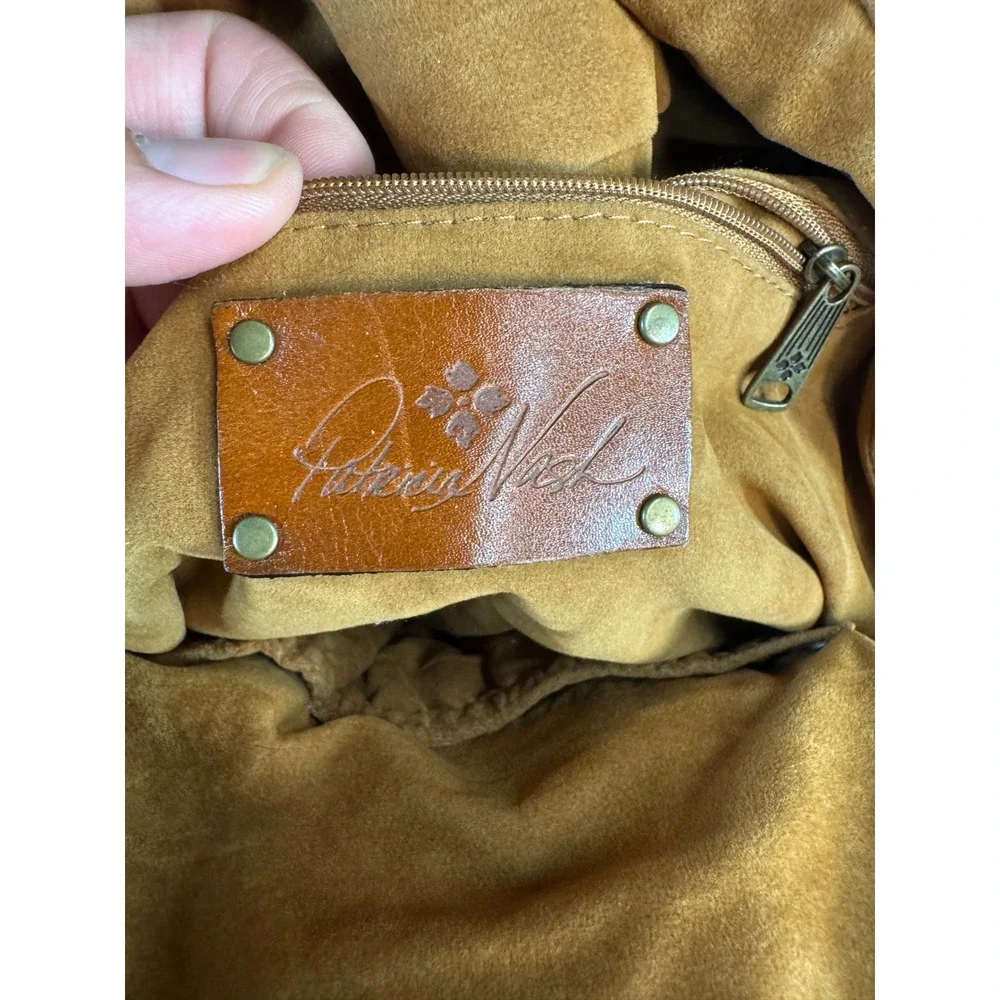 Patricia Nash Tan Tooled Leather Dome Backpack Crossbody Bag Floral